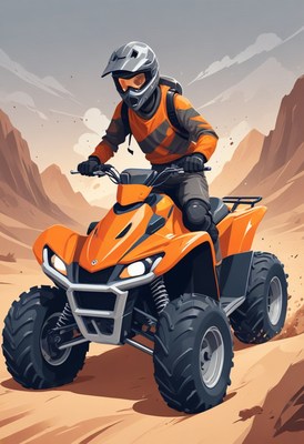 Atv rider in mountainous landscape