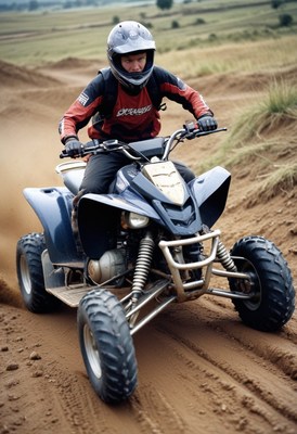 Atv rider on sandy trail