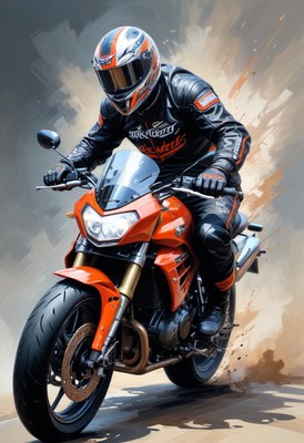 Motorcycle rider on a dirt road