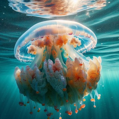 Giant jellyfish underwater