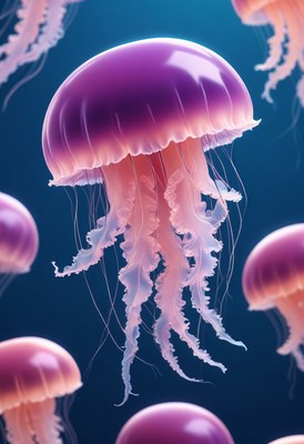 Pink jellyfish swimming underwater