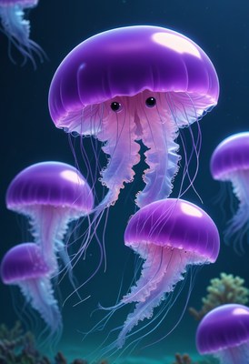 Purple jellyfish swimming in the ocean