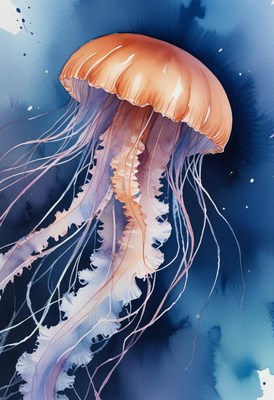 Watercolor painting of a jellyfish