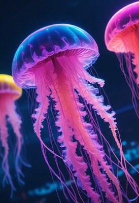 Pink jellyfish in aquarium