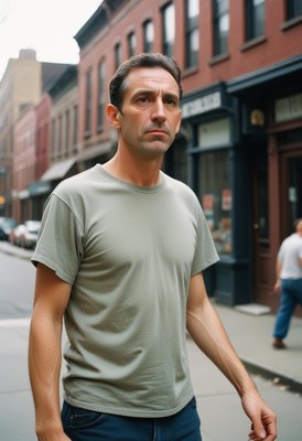 Man walking on city street