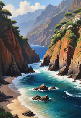 Coastal cliffs and ocean