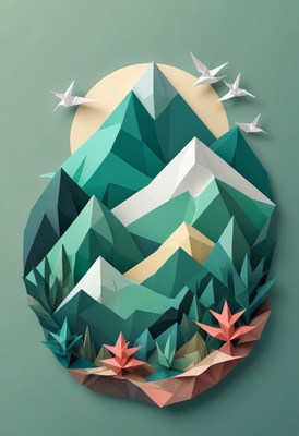 Paper mountain landscape