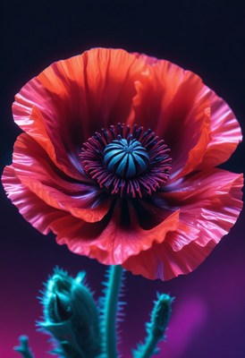 Red poppy in bloom
