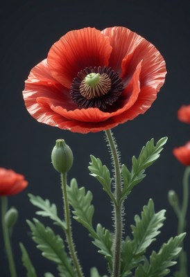 Poppy flower against dark background