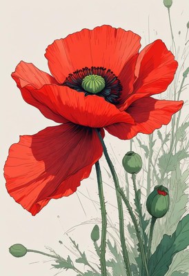 Red poppy flower illustration