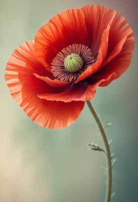 Red poppy flower in bloom
