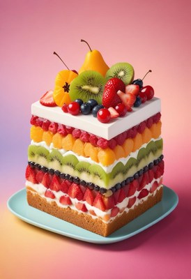 Fruit cake on blue plate