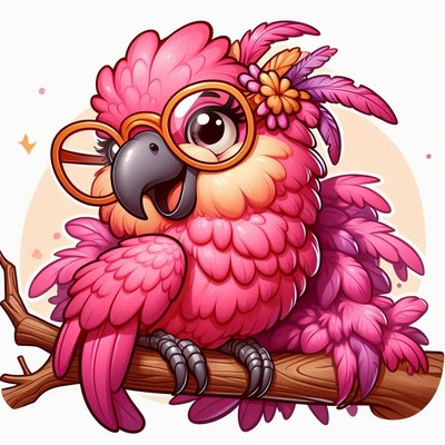 Pink parrot perched on branch