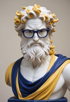 Bust of a man with glasses