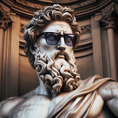 Marble statue wearing sunglasses