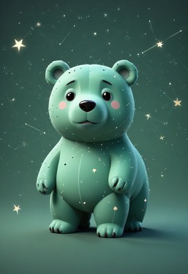 Green bear under night sky