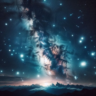 Milky way over mountains