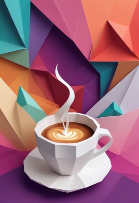 Paper coffee cup with steam