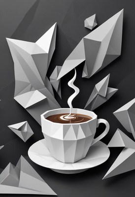 Coffee cup and geometric shapes