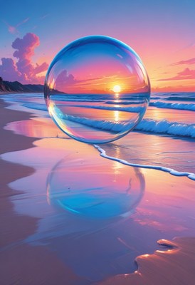 Sunset beach bubble