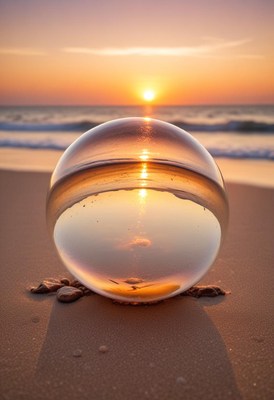 Crystal ball sunset reflection
