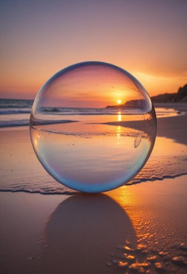 Crystal ball sunset on beach