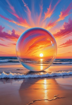 Sunset orb on beach