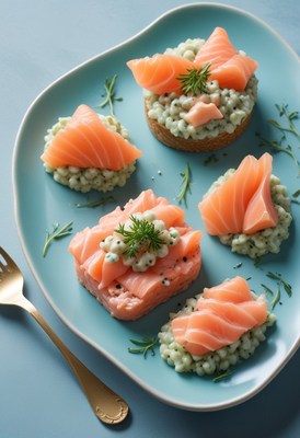 Salmon and risotto appetizers