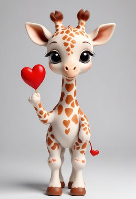 Giraffe holding heart