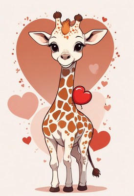 Giraffe holding heart