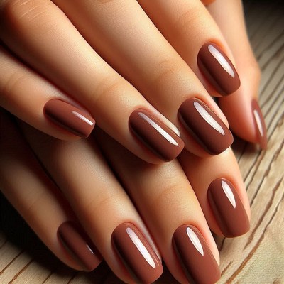 Brown nail polish manicure