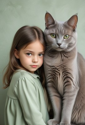 Girl and cat portrait