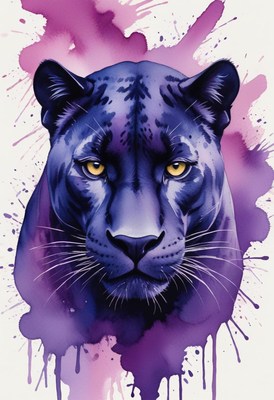 Black panther watercolor illustration