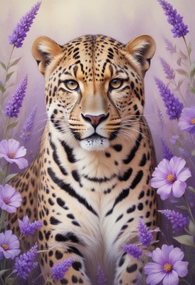 Leopard among lavender