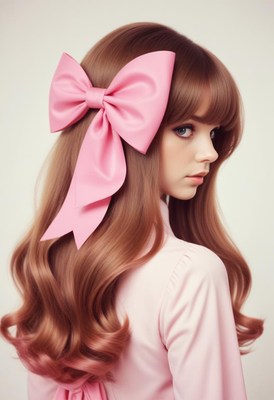 Woman with pink bow in hair