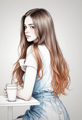 Woman drinking coffee at a cafe