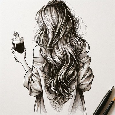 Woman with long hair holding drink