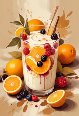 Orange and berry smoothie with stirrers