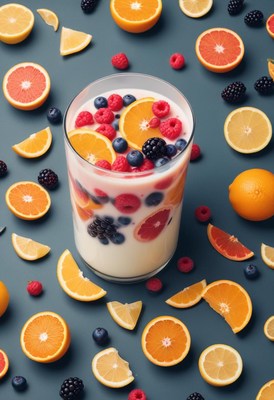 Fruit smoothie with citrus and berries