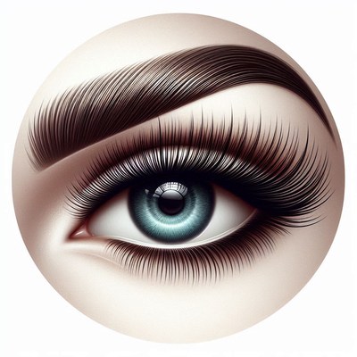 Close-up blue eye with long eyelashes