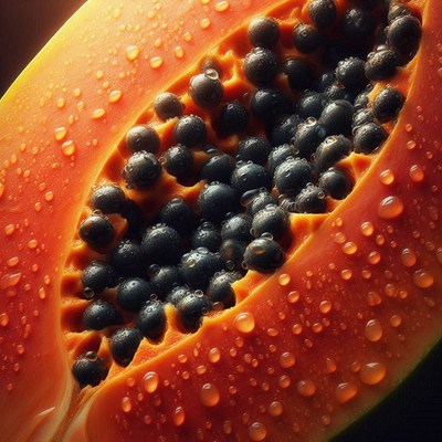 Close-up of a ripe papaya