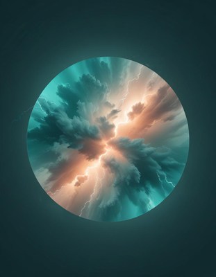 Stormy sky in circular frame