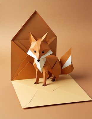 Paper fox pop-up card