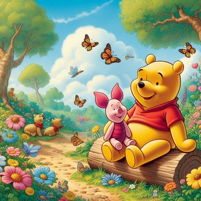 Winnie the pooh and piglet in the woods