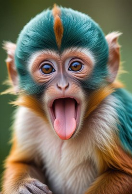 Blue-furred monkey yawning