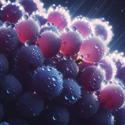 Dewy purple grapes close up