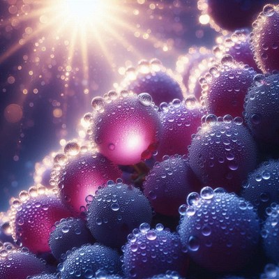 Dewy purple grapes close-up