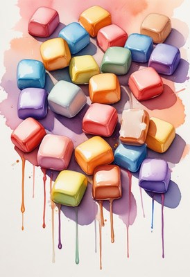 Colorful watercolor cubes