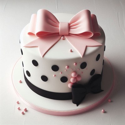 Polka dot cake with pink bow