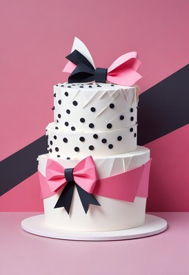 Polka dot cake with pink bows